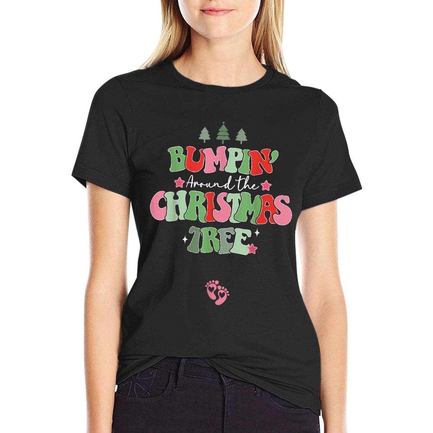 Bumping Around The Christmas Tree Christmas Pregnancy  High-quality Stitching T-Shirt