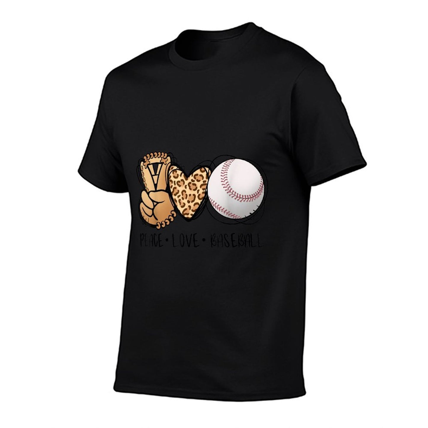 Peace Love Baseball Mom Leopard Print Cheetah Pattern  Relaxed-fit T-Shirt