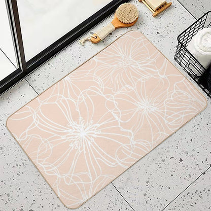 Flower Drawing, Blush Pastel  High-Traffic Bath Mat