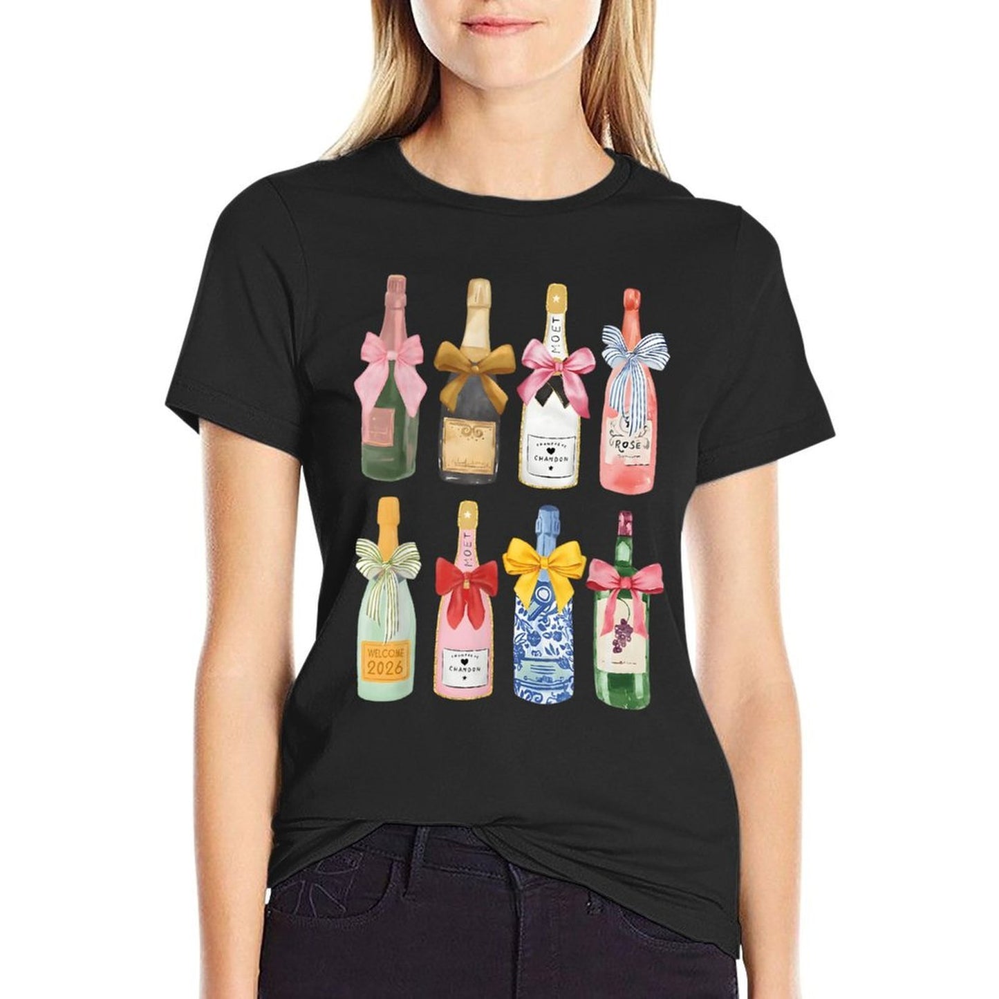 Christmas New Year Champagne Glass Coquette Bottle  Odor-resistant T-Shirt