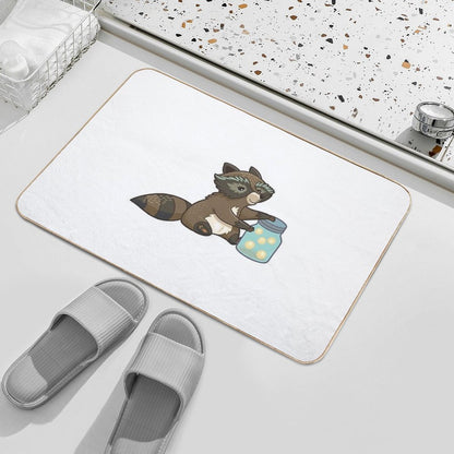 Funny Little Raccoon Collects Crickets  Easy Maintenance Bath Mat