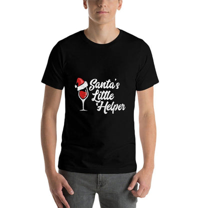 Santas Little Helper Christmas Wine Glass  Santa Hat  Versatile T-Shirt
