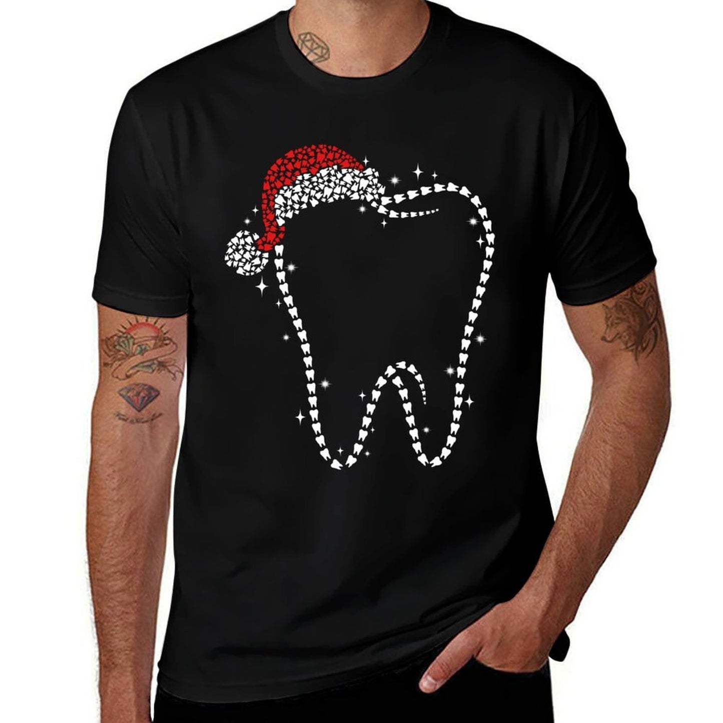 Funny Christmas Tooth Santa Hat Dental Life Dentist Holiday  Vintage-inspired T-Shirt