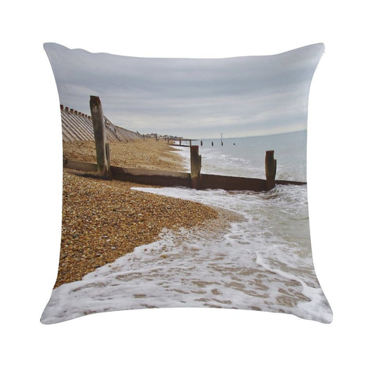 Hayling Island Beach Groynes Soft Ultra-Soft Texture Throw Pillow