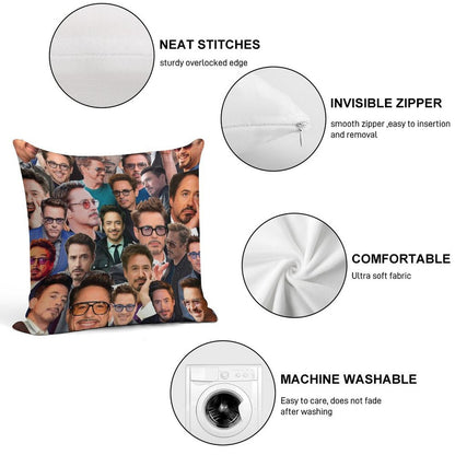 Robert Downey Jr. Photo Collage Soft Warmth Comfort Throw Pillow