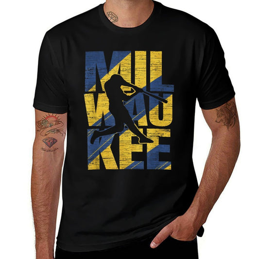 Milwaukee Baseball Home Run Game Day  Heathered Texture T-Shirt