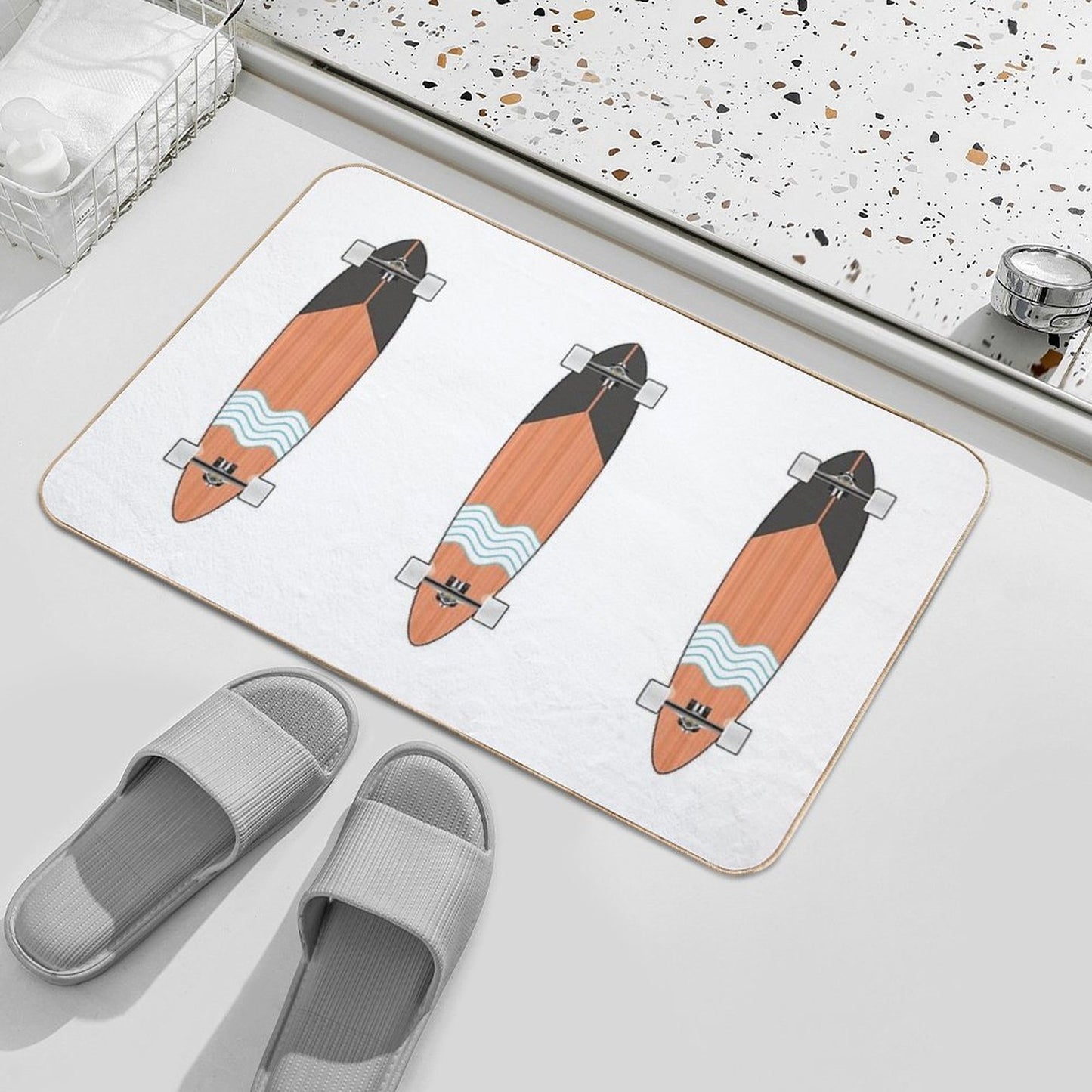 Longboard Minimal Skateboard  Long-Lasting Bath Mat