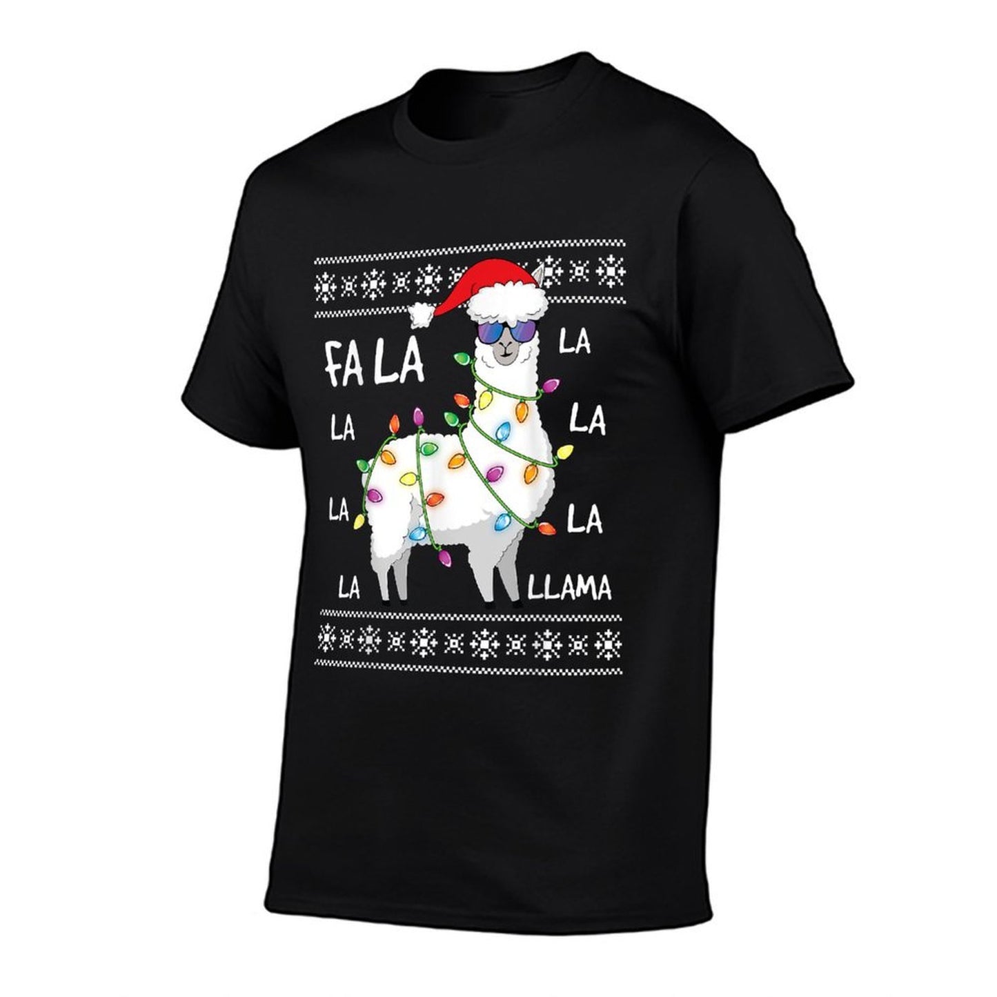 Fa La La Llama Christmas Tree Funny Ugly Christmas Sweater  Ribbed Collar T-Shirt
