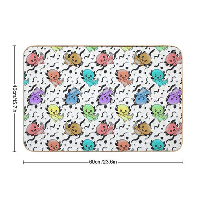 Axolotl Party in Rainbow Colors on Black And White  Non-Slip Bath Mat