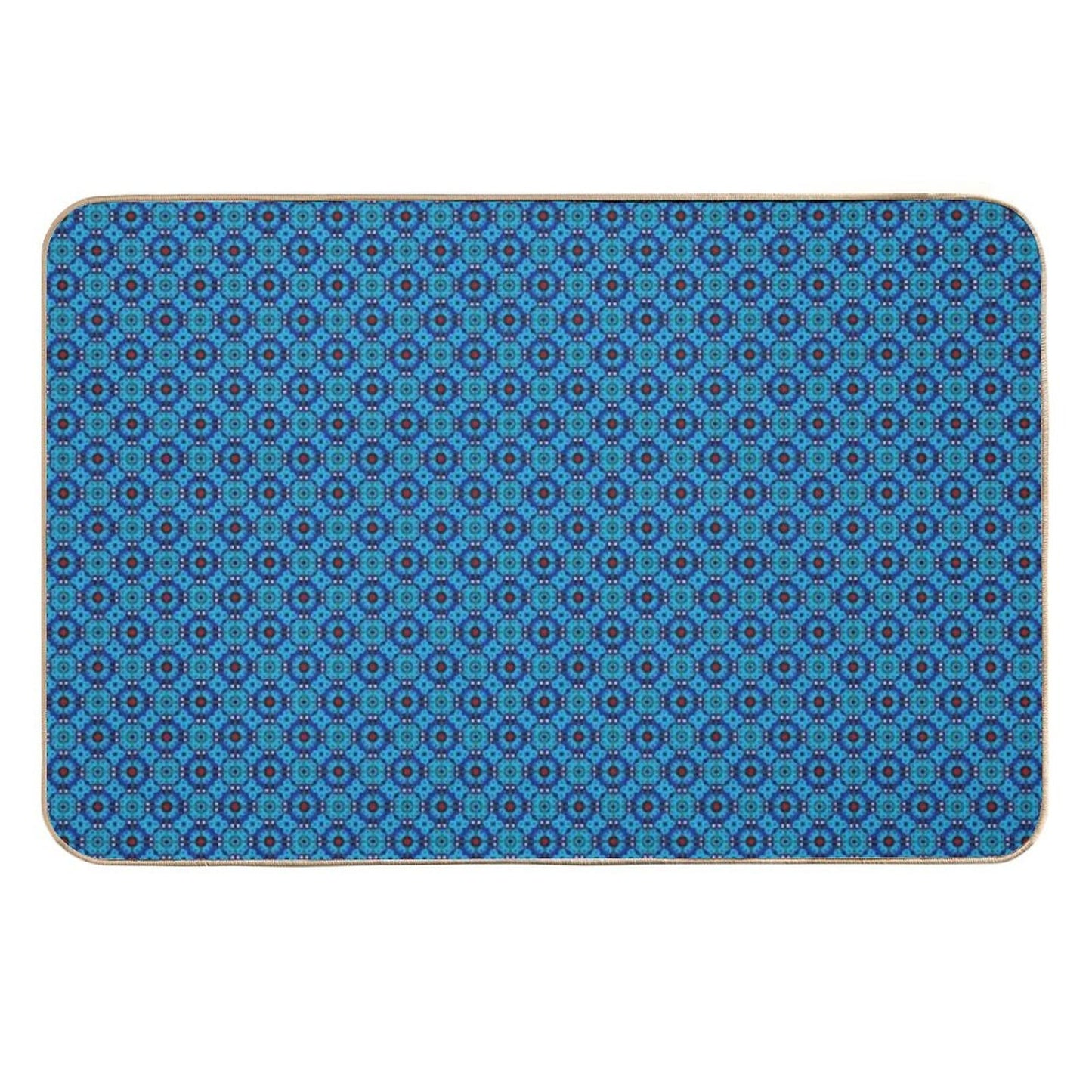 Blue Petal Medallions  Stain-Proof Bath Mat