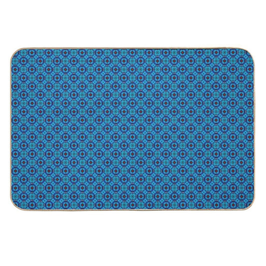 Blue Petal Medallions  Stain-Proof Bath Mat