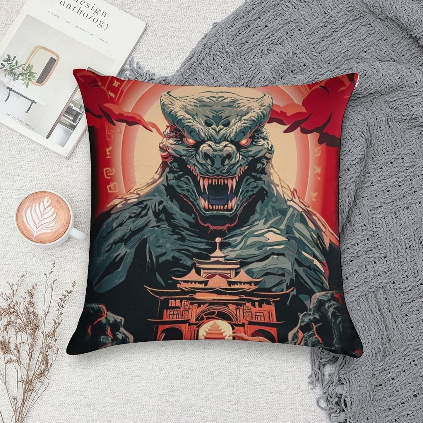 GODZILLA Soft Reinforced Edging Throw Pillow