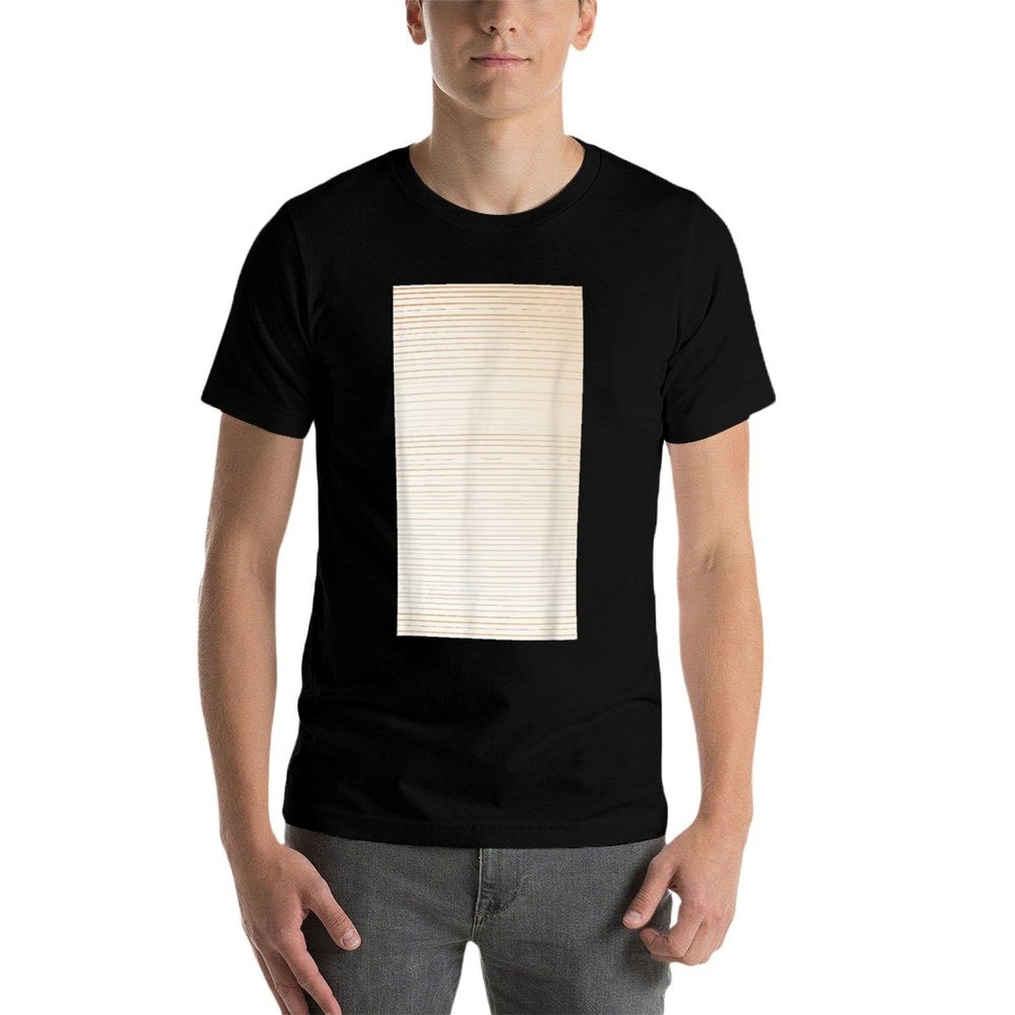 Beige Tan Horizontal Stripes Clean Minimalist  Eco-friendly Material T-Shirt
