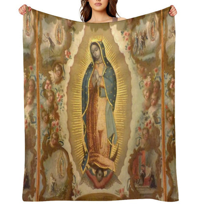 Virgin of Guadalupe with The Four Apparitions by Juan De Sáenz Quick-dry Throw Blanket