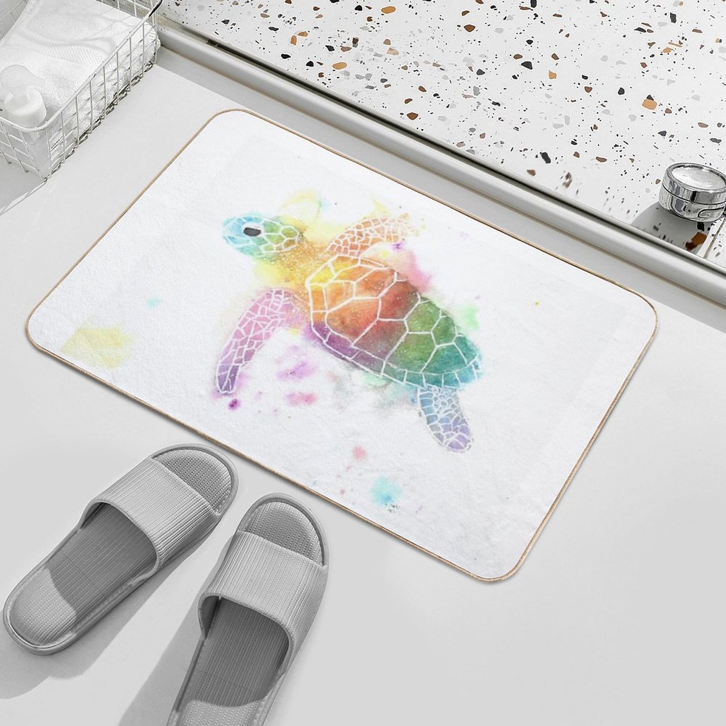 Watercolour Turtle Durable Bath Mat