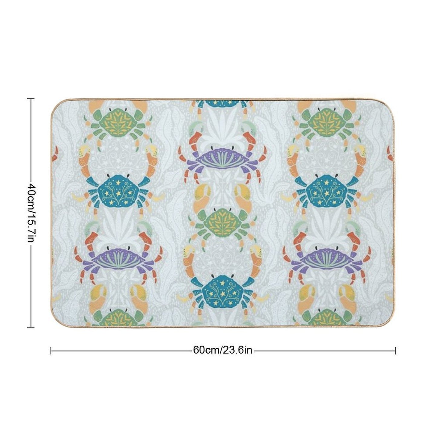 Colorful Crabs' Seaweed Parade [blue]  Easy To Clean Bath Mat