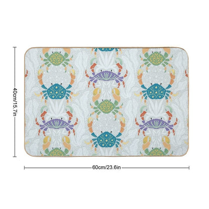 Colorful Crabs' Seaweed Parade [blue]  Easy To Clean Bath Mat
