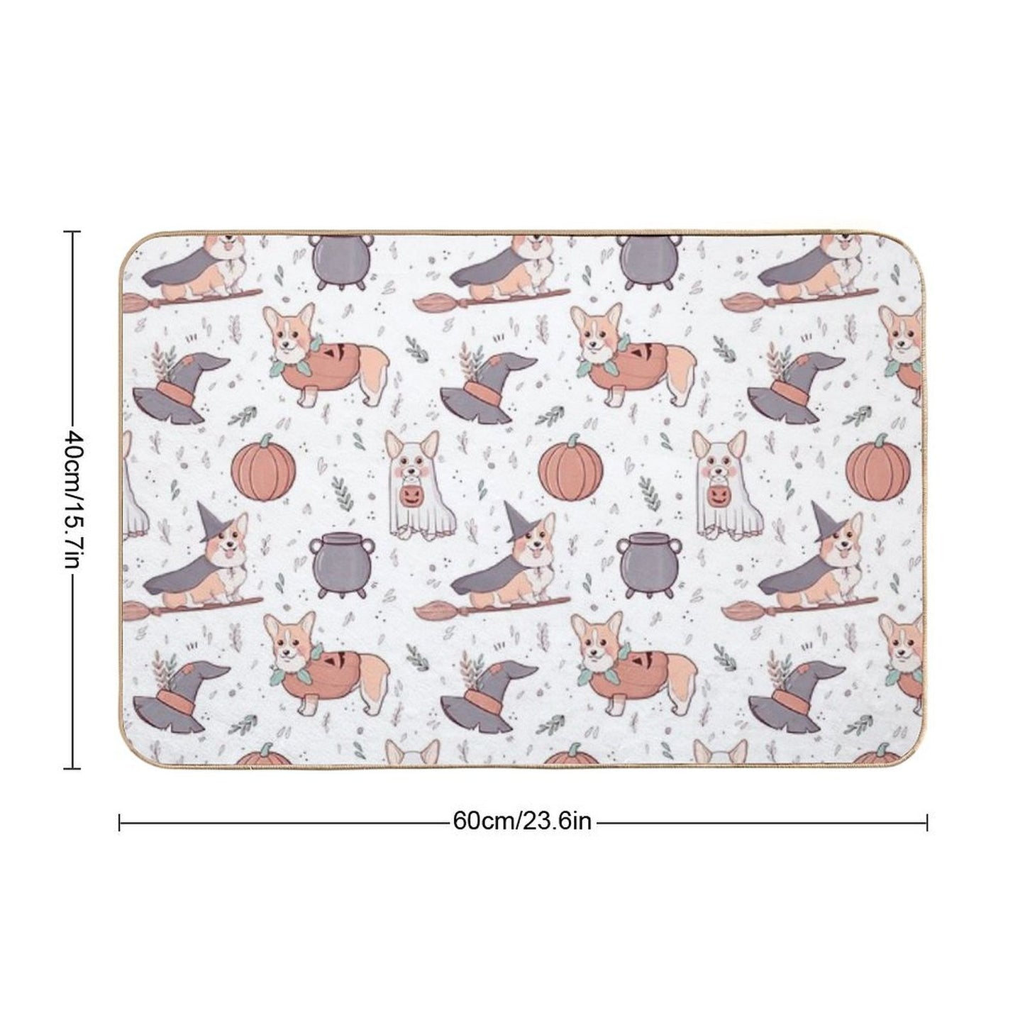 Corgi Halloween Pattern  Fade-Resistant Bath Mat