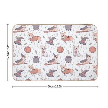 Corgi Halloween Pattern  Fade-Resistant Bath Mat