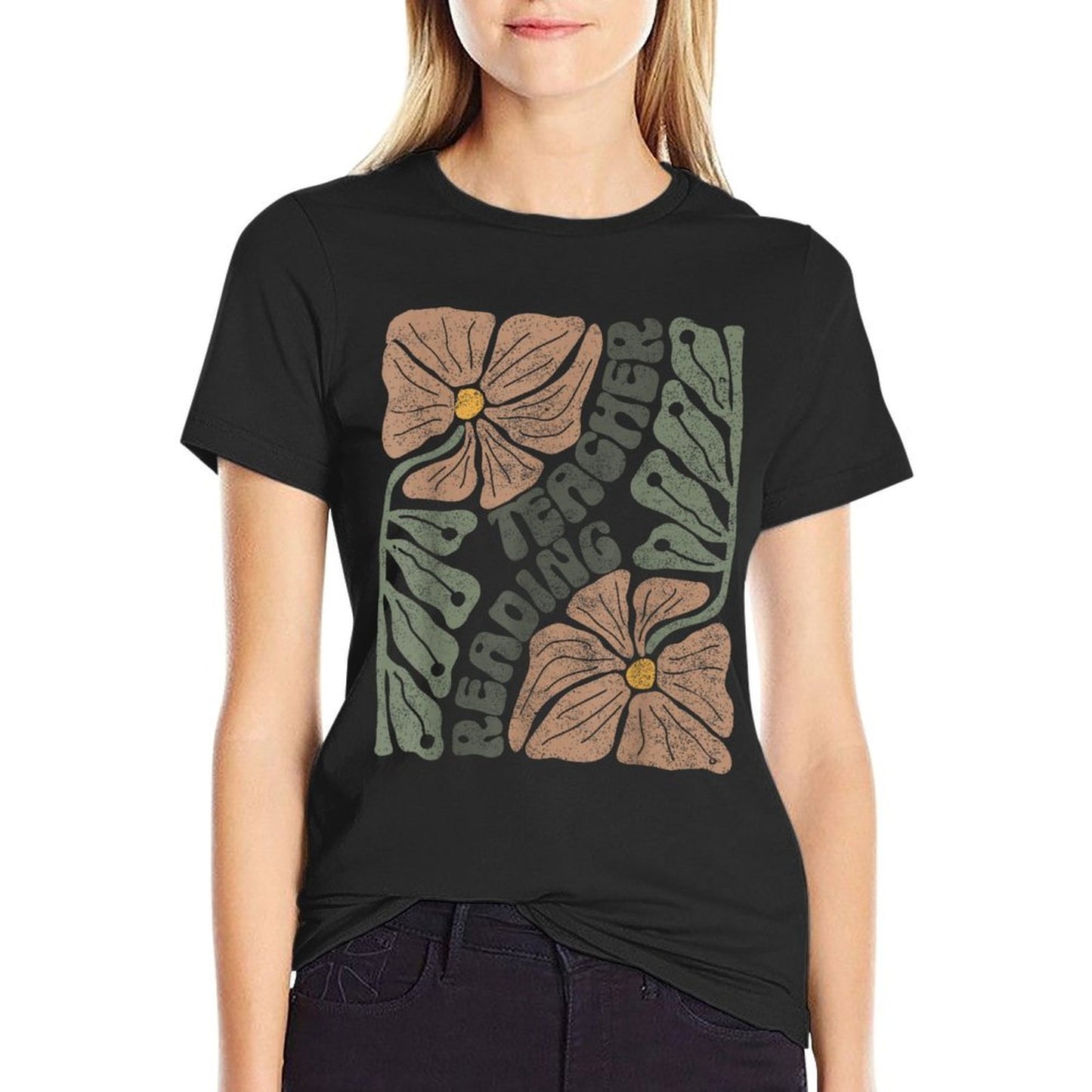 Boho Floral Reading Teacher Retro Reading Specialist Wildfl  Affordable Price T-Shirt