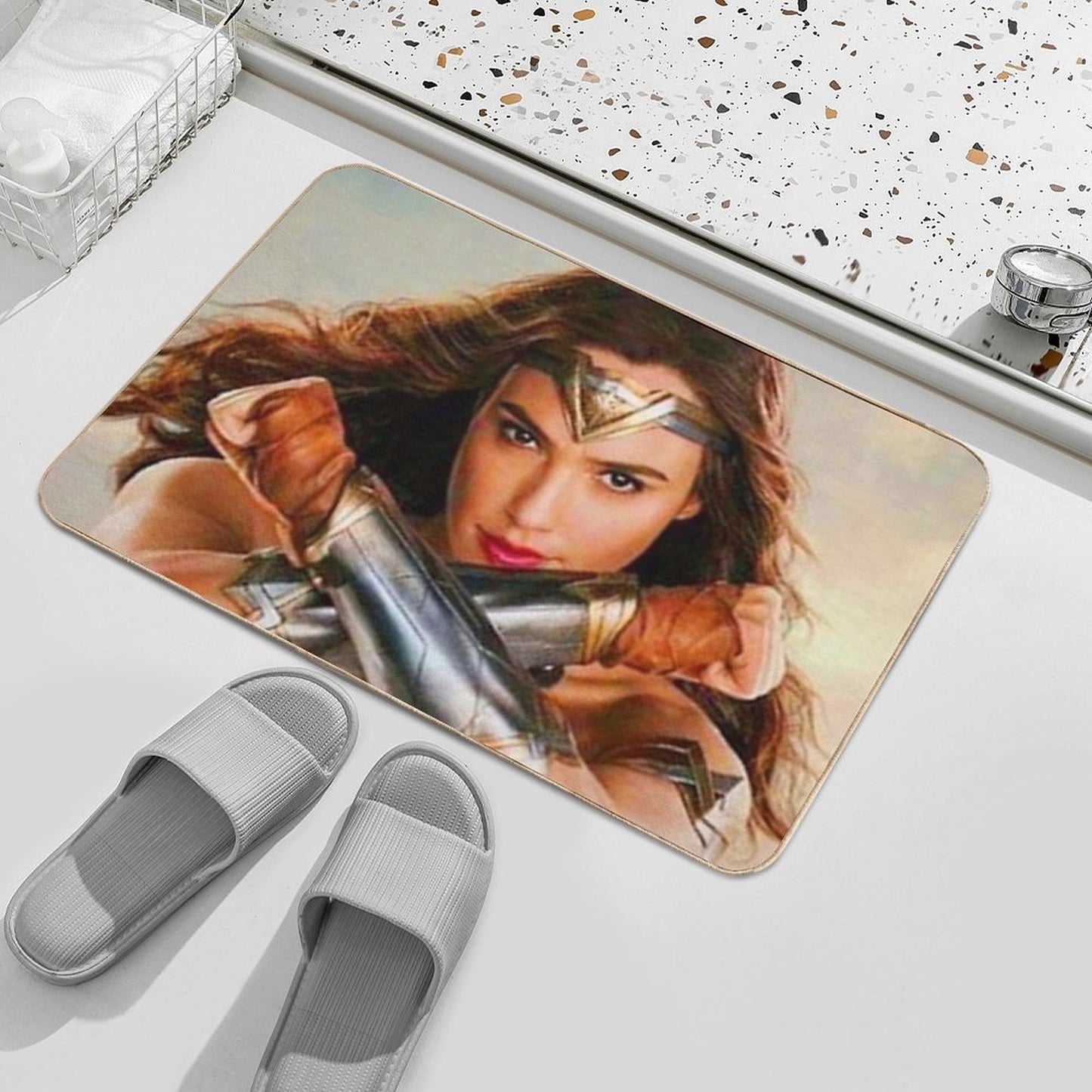 Woman in The Cute Strongs  Fade-Resistant Bath Mat