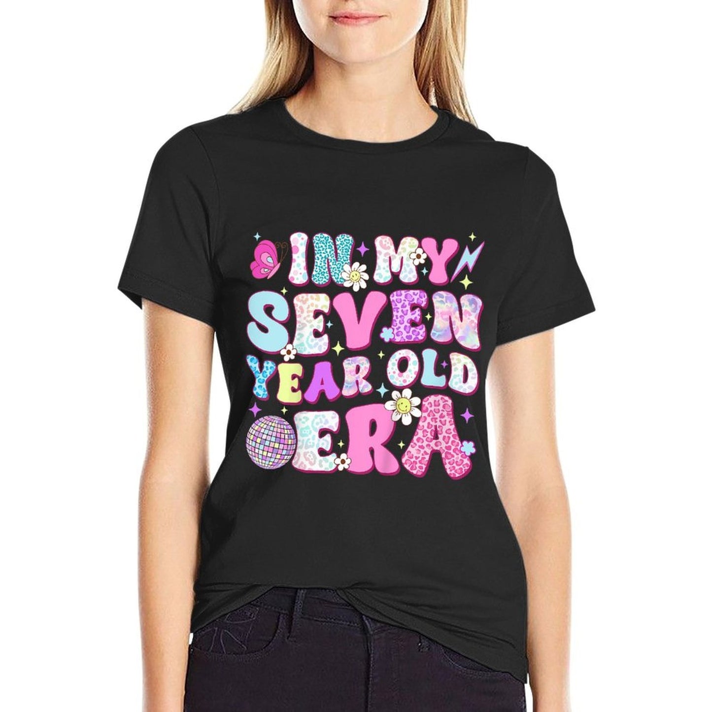 Kids 7 Year Old In My Seven Year Old Era Girl Kids 7th Birthday  Lightweight T-Shirt