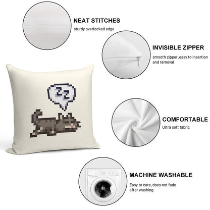 Stardew Valley Sleeping Cat Sploot Soft Reinforced Edging Throw Pillow