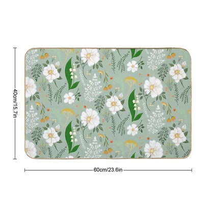 Garden Florals on Soft Green.  Repositionable Bath Mat