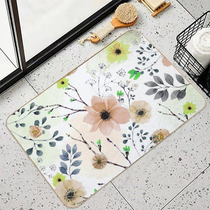 Watercolor Flowers III (different Flowers)  Fade-Resistant Bath Mat