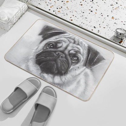Pug Drawing  Repositionable Bath Mat