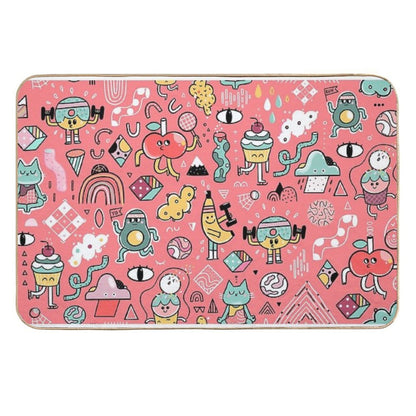 Funny Crazy Avocado, Banana, Ice Cream, Apple, Cat, Cupcake. Fitness Food.  Eco-Friendly Bath Mat