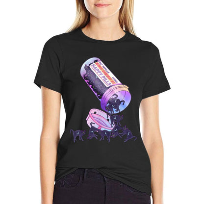 Happy Pills Pastel Goth Kawaii Yami Black Cat Otaku Women  Eco-friendly Material T-Shirt