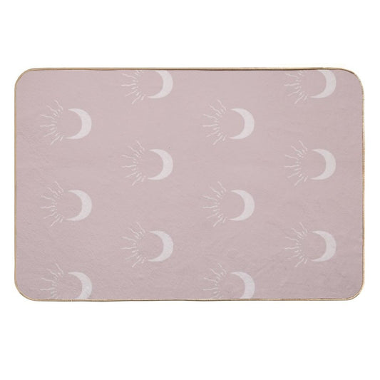 Cute Sun And Moon Design Boho Aesthetic In Muted Colors Gray Pink  Versatile Bath Mat