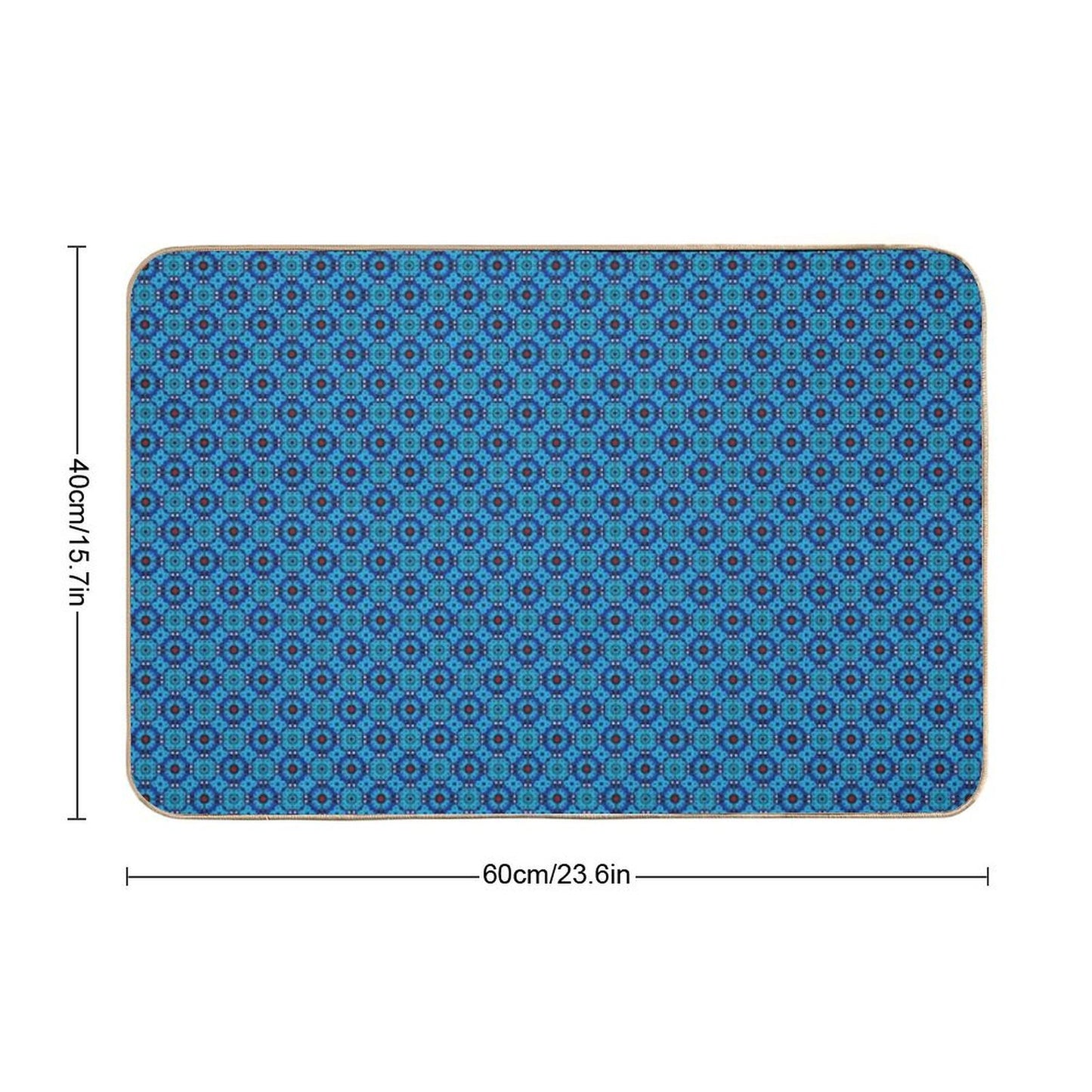 Blue Petal Medallions  Stain-Proof Bath Mat