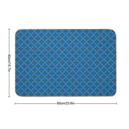Blue Petal Medallions  Stain-Proof Bath Mat