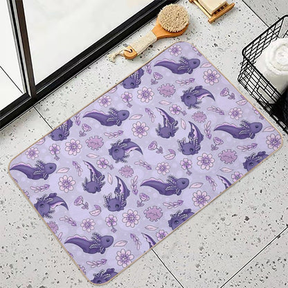 Floral Speckled Axolotl Pattern - Winter Edition  Absorbent Bath Mat