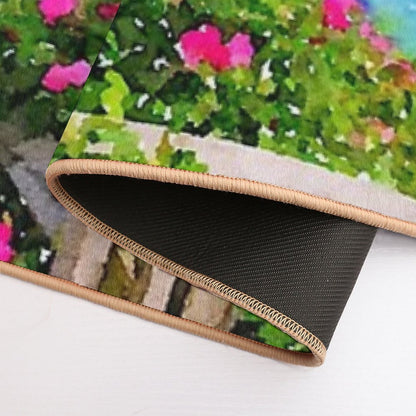 Beach Rose Along Ocean Watercolor  Odorless Bath Mat