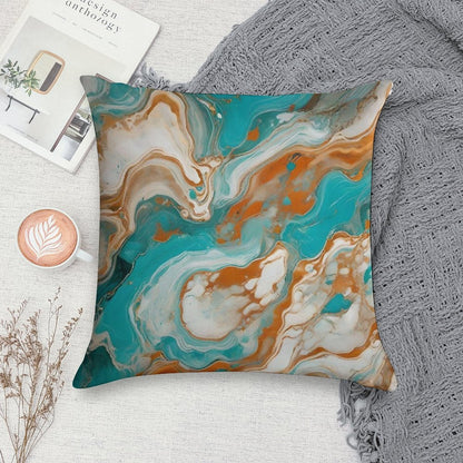 Turquoise Marble Texture With Light Earth Soft Gift Ready Throw Pillow