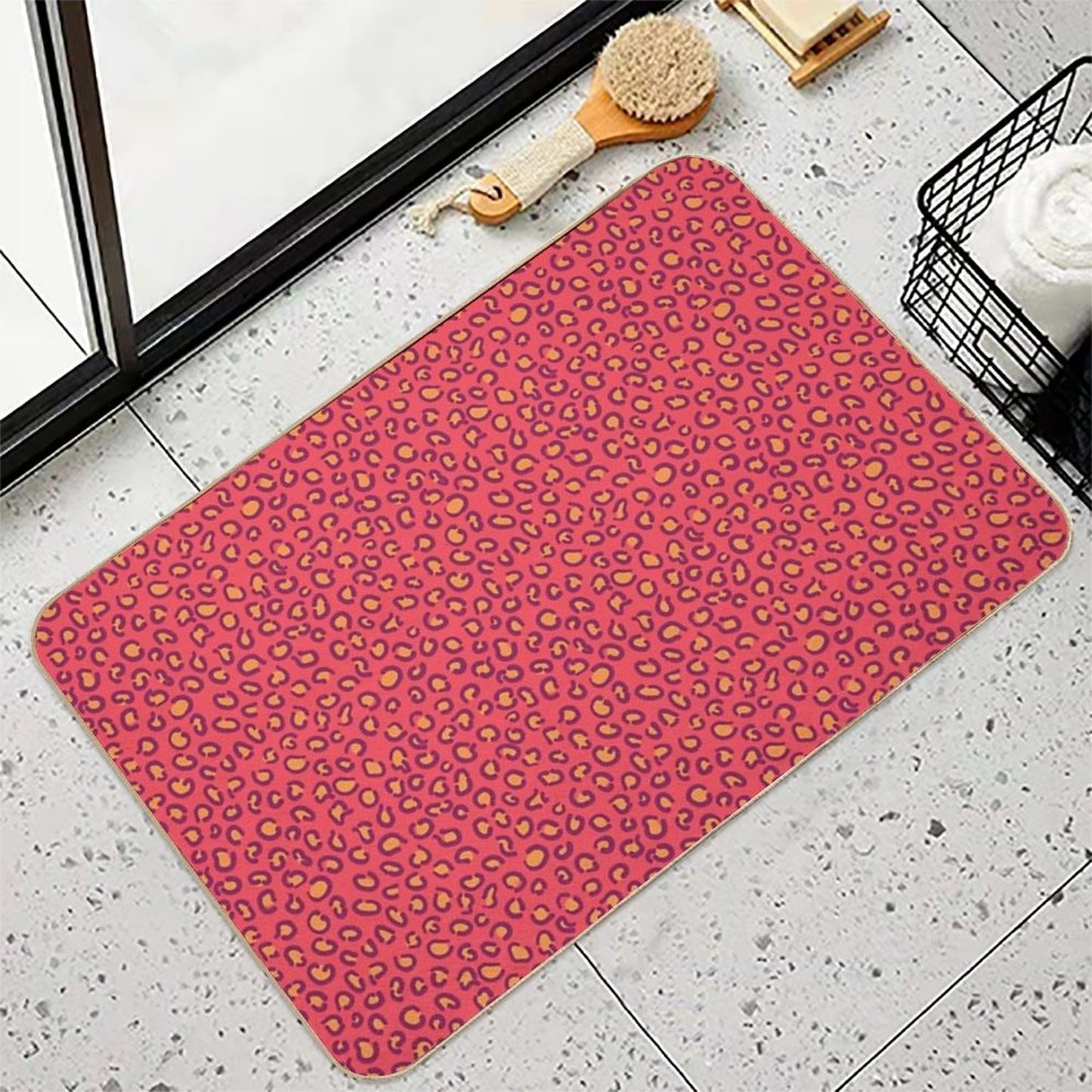 Orange Leopard  Stain-Proof Bath Mat