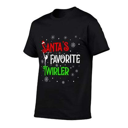 Santas Favorite Twirler Christmas Baton Twirling  Stretchy T-Shirt