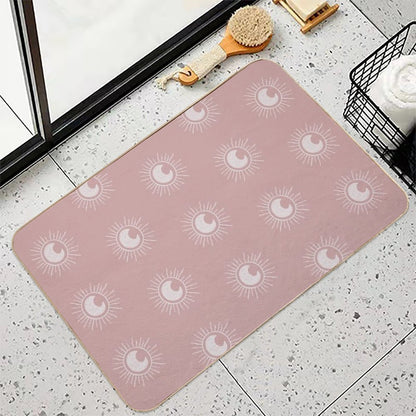 Boho Sun And Moon Pattern Bohemian Aesthetic In Muted Colors Pink Durable Bath Mat