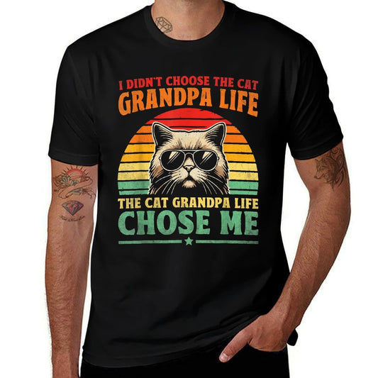 Cat Grandpa Life Cat Lover Grandpa Cat Grandfather  High-quality Stitching T-Shirt