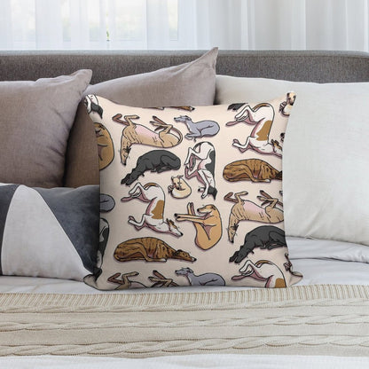 Sleeping Hounds Soft Short Plush Fabric Throw Pillow
