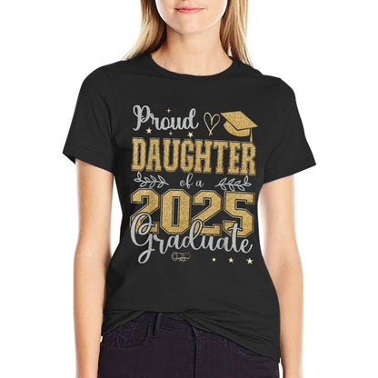 Proud Daughter of A Class of 2025 Graduate for Graduation  Ribbed Collar T-Shirt