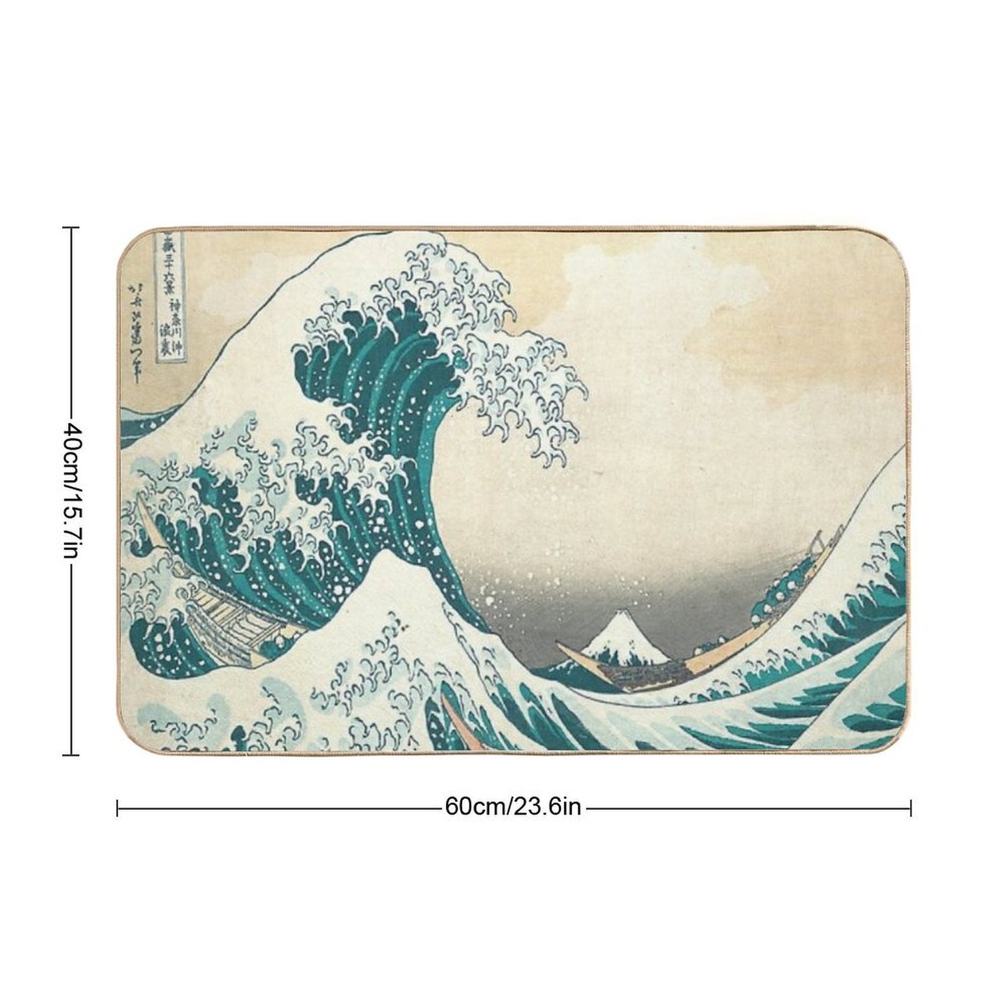 Great Wave - Kanagawa Night, Black, Blue Durable Bath Mat
