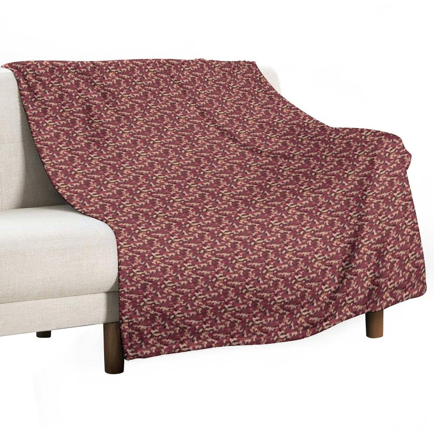 Burgundy Tan Black And Grey Camo Tacticool Pattern Machine-washable Throw Blanket