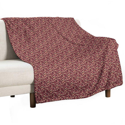 Burgundy Tan Black And Grey Camo Tacticool Pattern Machine-washable Throw Blanket