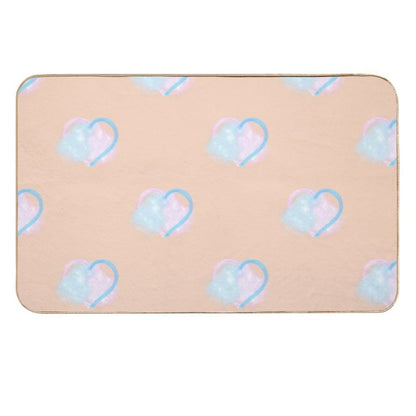 Lover Clouds on Peach Background Smaller  Fade-Resistant Bath Mat