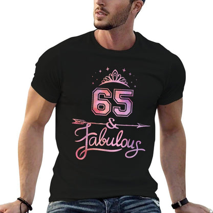 Women 65 Years Old And Fabulous Happy 65th Birthday  Ribbed Collar T-Shirt