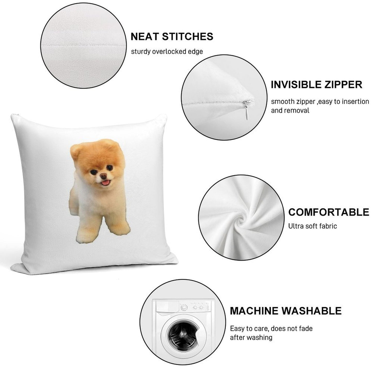 Cute Boo Puppy Soft Anti-Pilling Throw Pillow